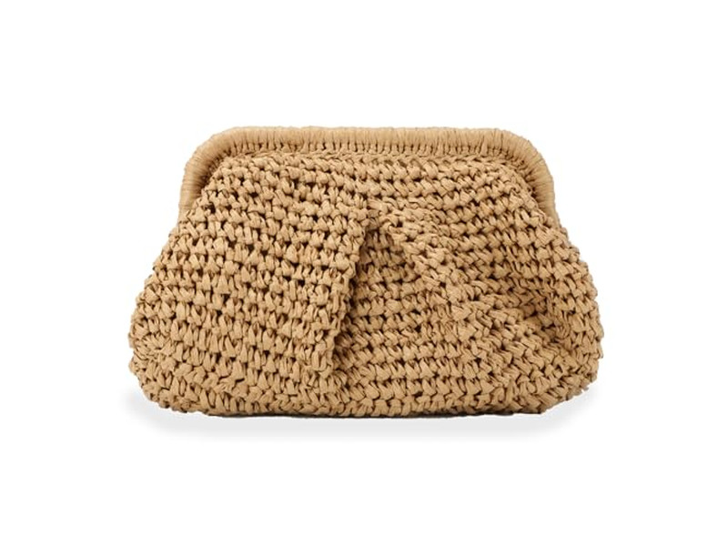 Большая соломенная клатч Вишневая сумка Девушкам Пляжный тоут Ручка Гавайи Полые Женские Буквы