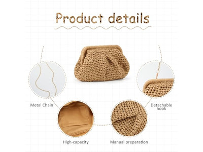 Большая соломенная клатч Вишневая сумка Девушкам Пляжный тоут Ручка Гавайи Полые Женские Буквы