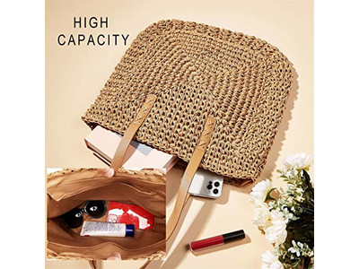 Черная соломенная корзина Сумка на заказ Французский стиль Пляж Экологичная лента