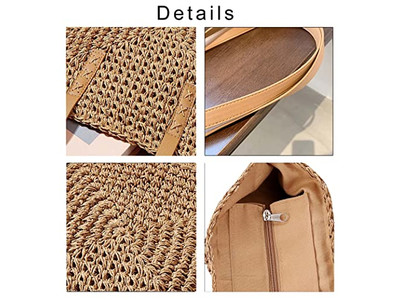 Черная соломенная корзина Сумка на заказ Французский стиль Пляж Экологичная лента