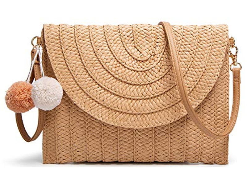 Цилиндрическая соломенная сумка Зеленая лошадь Женские сумки Легкая сетчатая пляжная сумка