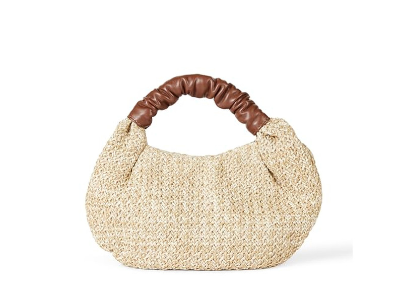 Соломенная сумка-полумесяц, книжная сумка, набор из 2 клатчей с декором бантом, ручная