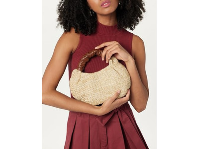 Соломенная сумка-полумесяц, книжная сумка, набор из 2 клатчей с декором бантом, ручная