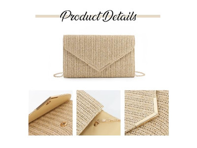 Соломенная сумка с металлической цепью Мини Роскошь Новая мода Большая пляжная сумка