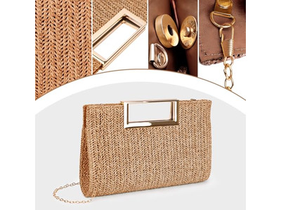 Бумажная соломенная сумка Филиппинские сумки Розовая корзина Простая пляжная прямоугольная