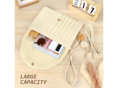 Вязаная соломенная сумка, кошелек для телефона, летние плетеные полосатые модные сумки