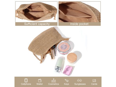 Вязаная соломенная сумка Бумажный клатч Цепь Маленькая жаккардовая ручная шитье Богемные сумки