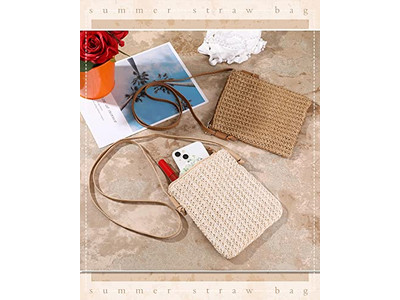 Соломенный клатч с клапаном Розовая маленькая сумка с завязкой Модная джутовая